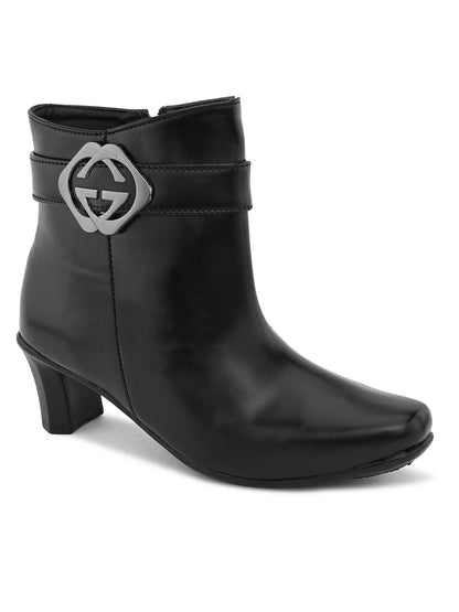 Soft & Trendy Ankle-Length Zipper Black Boots