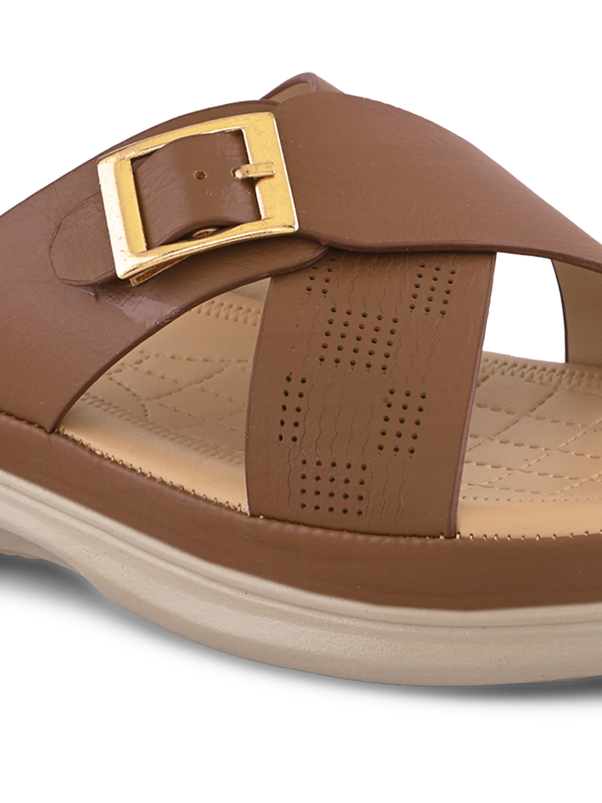Classic Buckle Accent Cushioned Comfort Flat Slippers