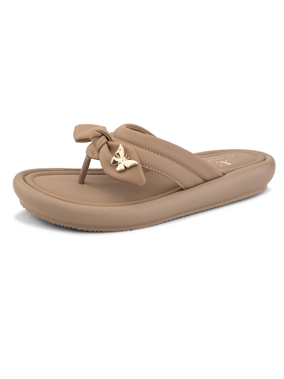 Elegant Bow Detail Embellished Slip-On Flats
