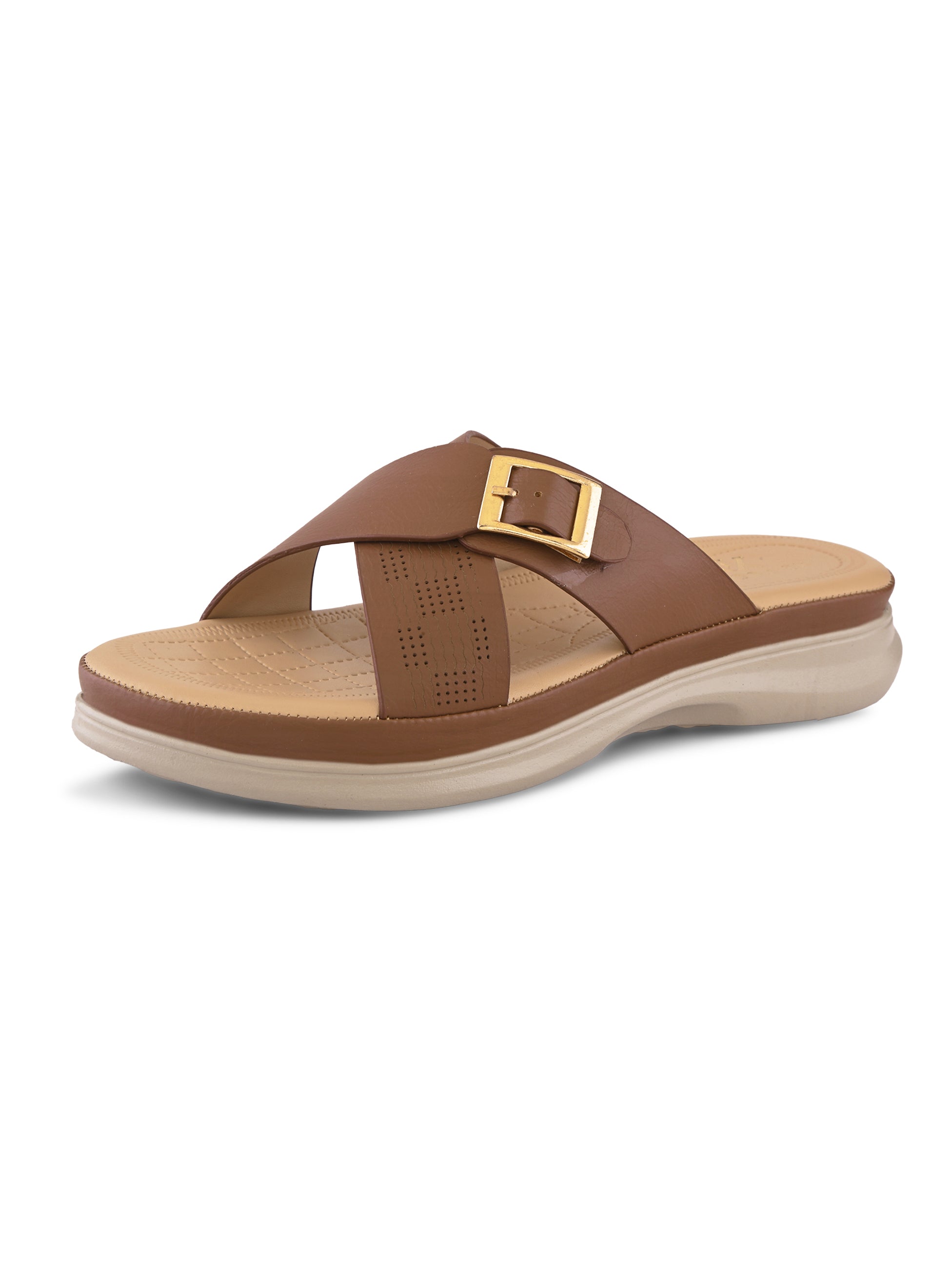 Classic Buckle Accent Cushioned Comfort Platform Sandals