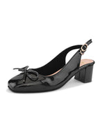 Elegant Bow Detail Slingback Block Heels