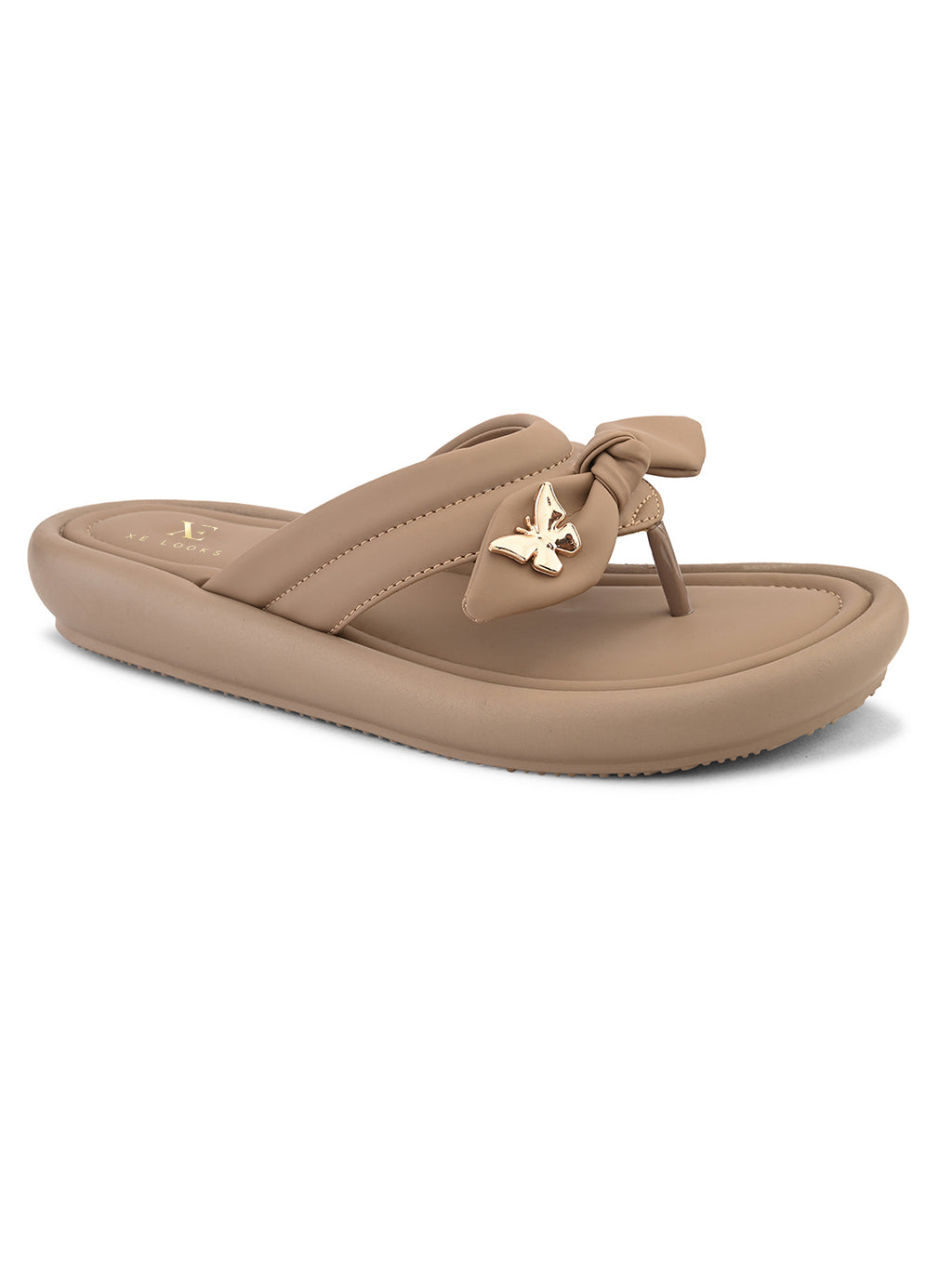 Elegant Bow Detail Embellished Slip-On Flats