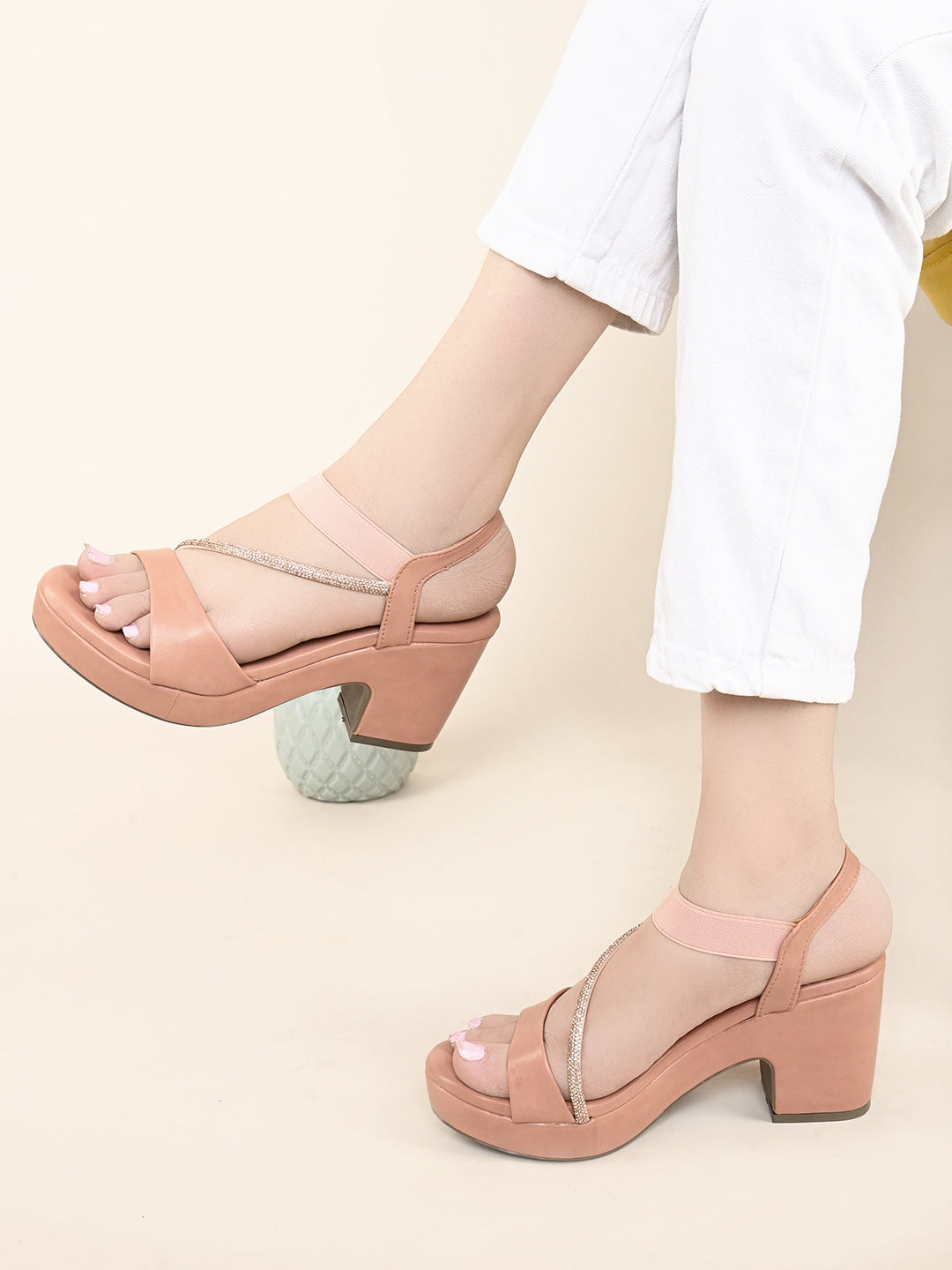 Comfortable Fancy & Charm Block Heel Sandal With Ankle Strap