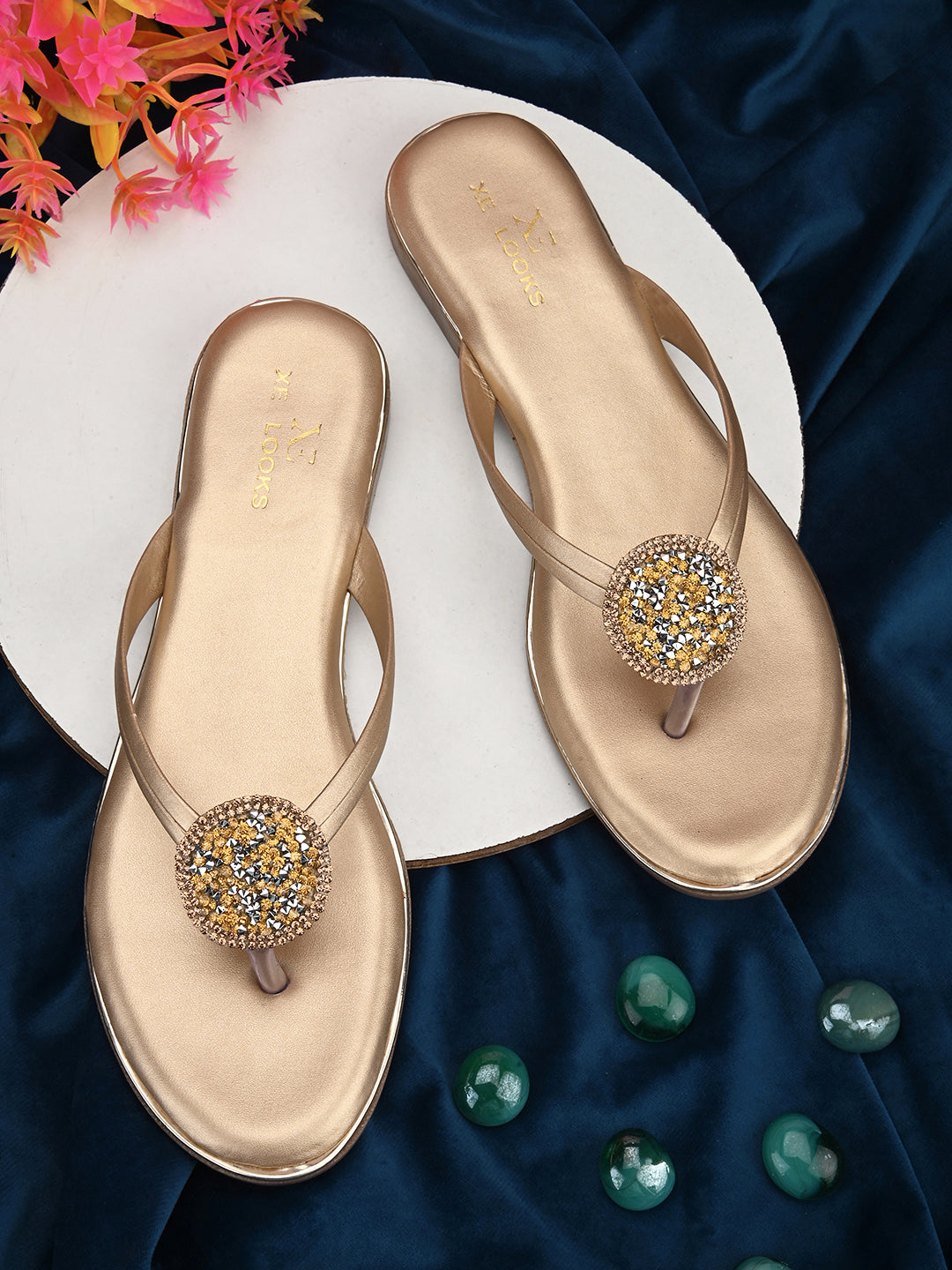 Stone Embellished Fashionable & Comfortable Flat Slippers