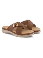 Classic Buckle Accent Cushioned Comfort Flat Slippers