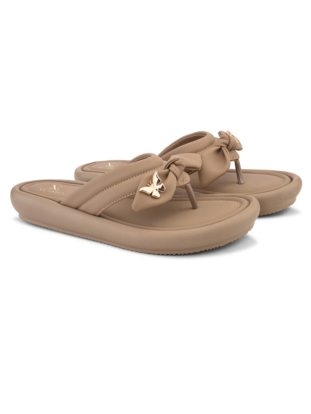 Elegant Bow Detail Embellished Slip-On Flats
