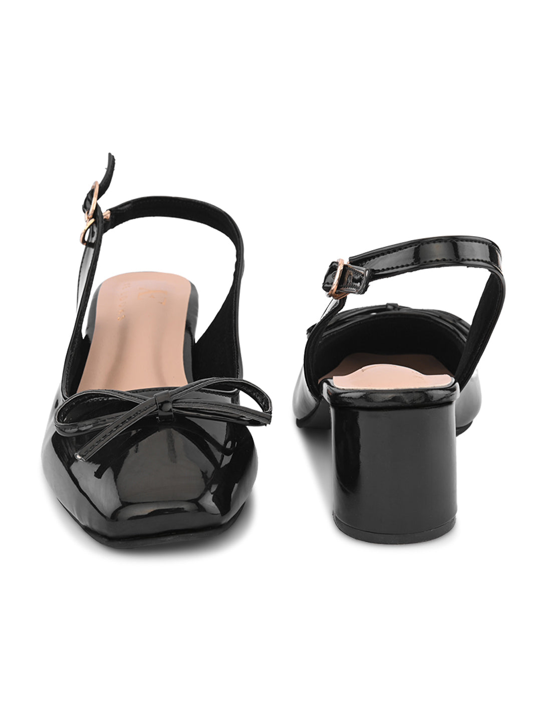 Elegant Bow Detail Slingback Block Heels