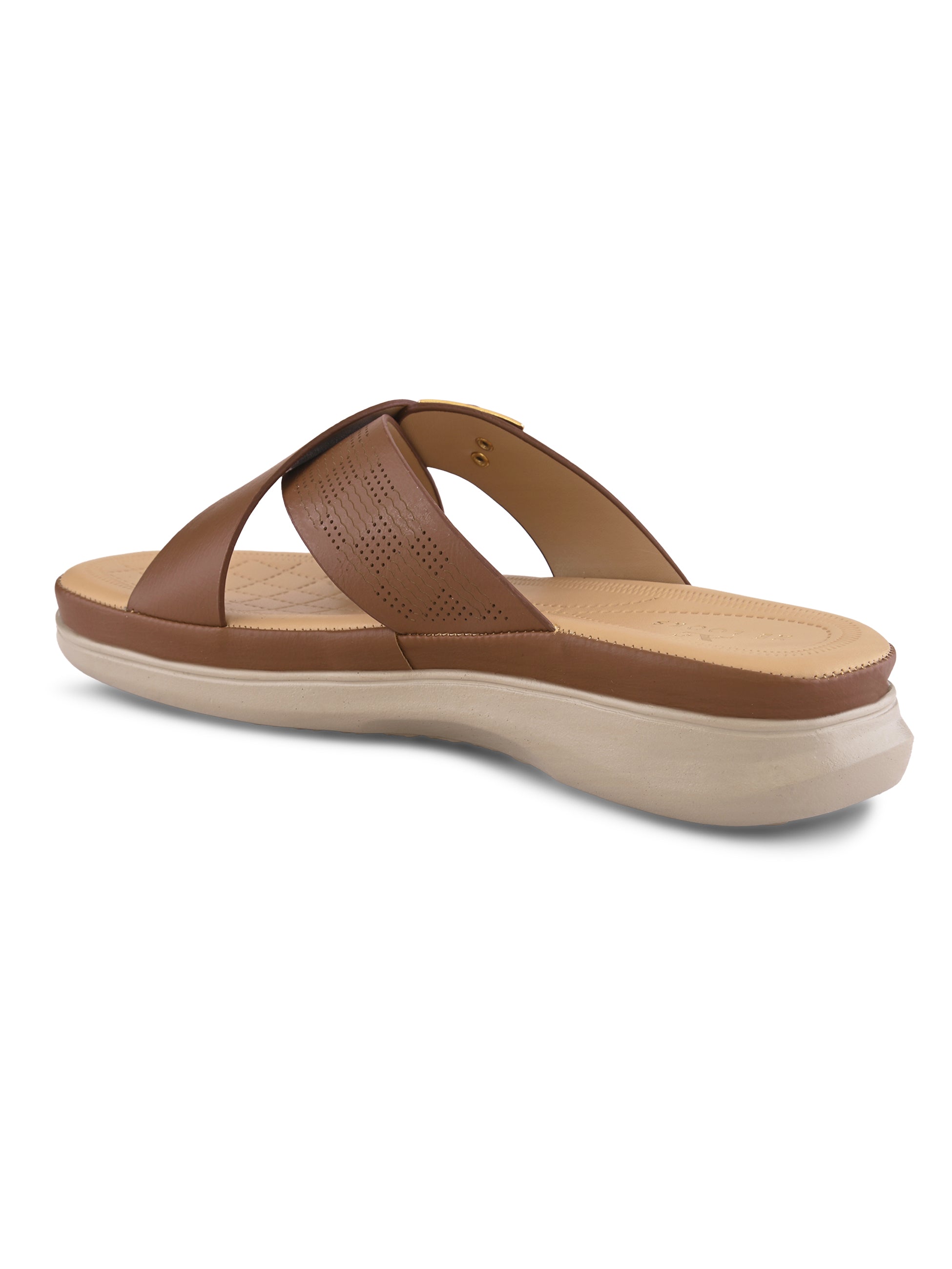 Classic Buckle Accent Cushioned Comfort Flat Slippers