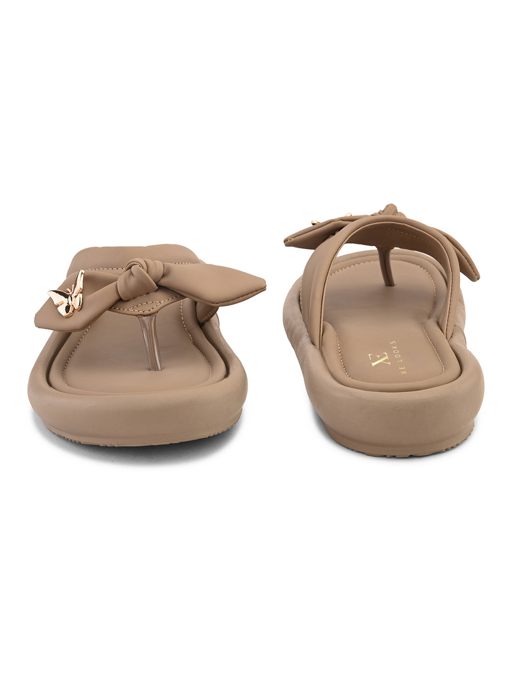 Elegant Bow Detail Embellished Slip-On Flats