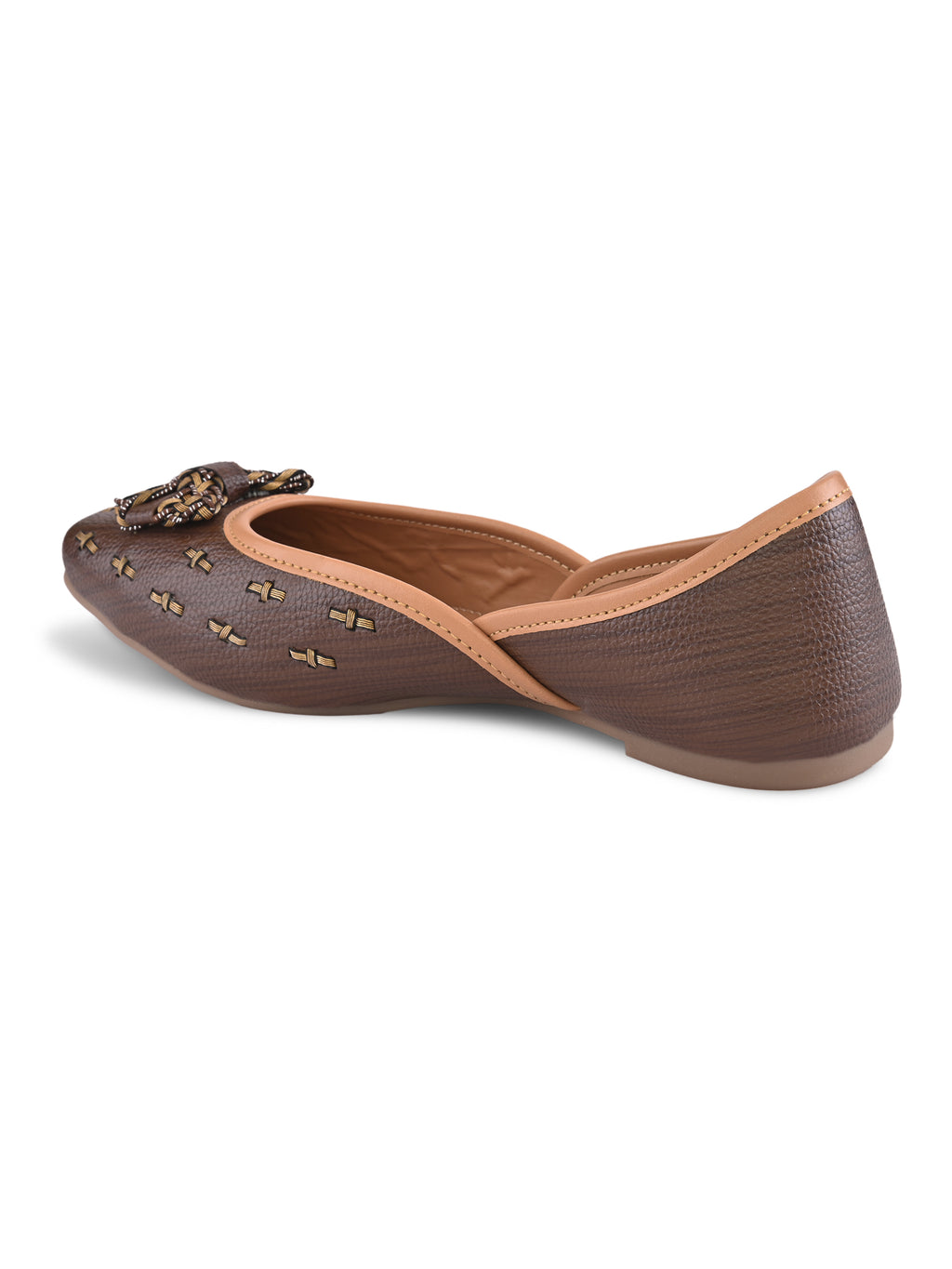 Woven Bow Accent Cushioned Square Toe Flats