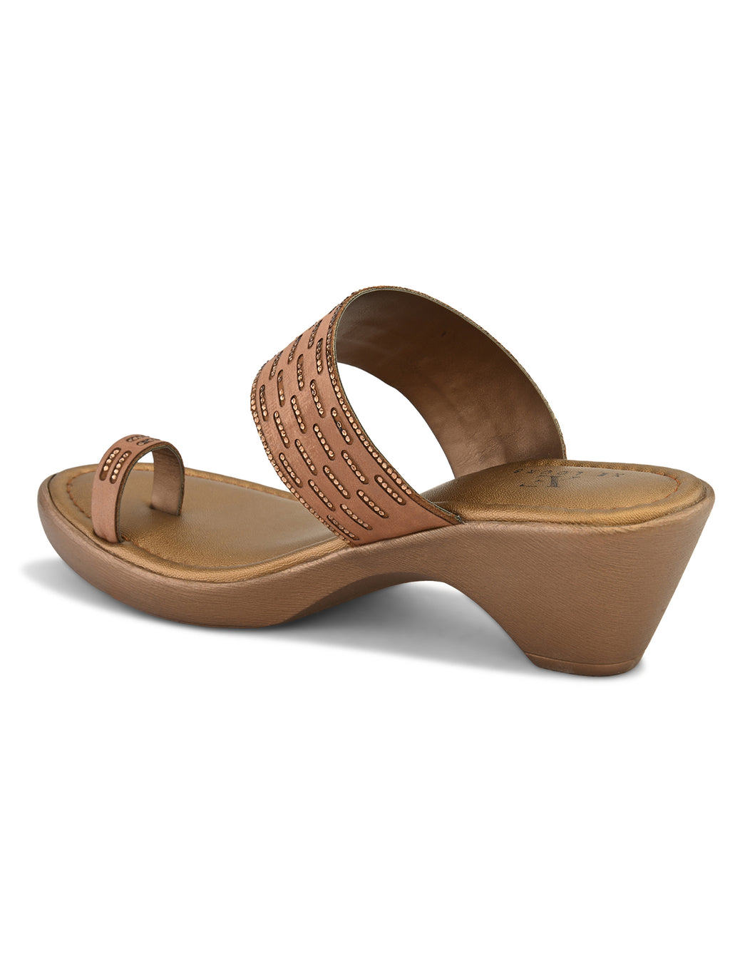 Wedge Toe-Ring Sandals Perforated Pleated Upper Strap