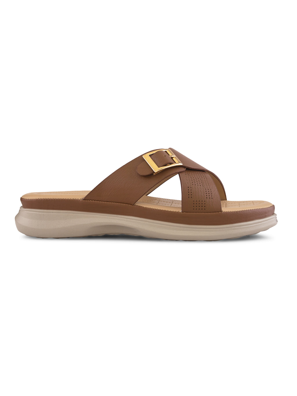 Classic Buckle Accent Cushioned Comfort Flat Slippers