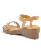 Wedge Sandals Pleated Front Strap with Elastic Back Support