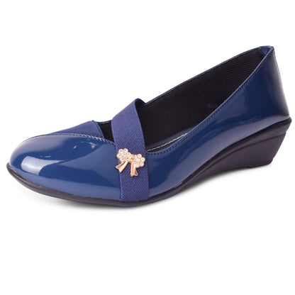 Classy & Alluring Shiny Wedge Heel Ballerinas