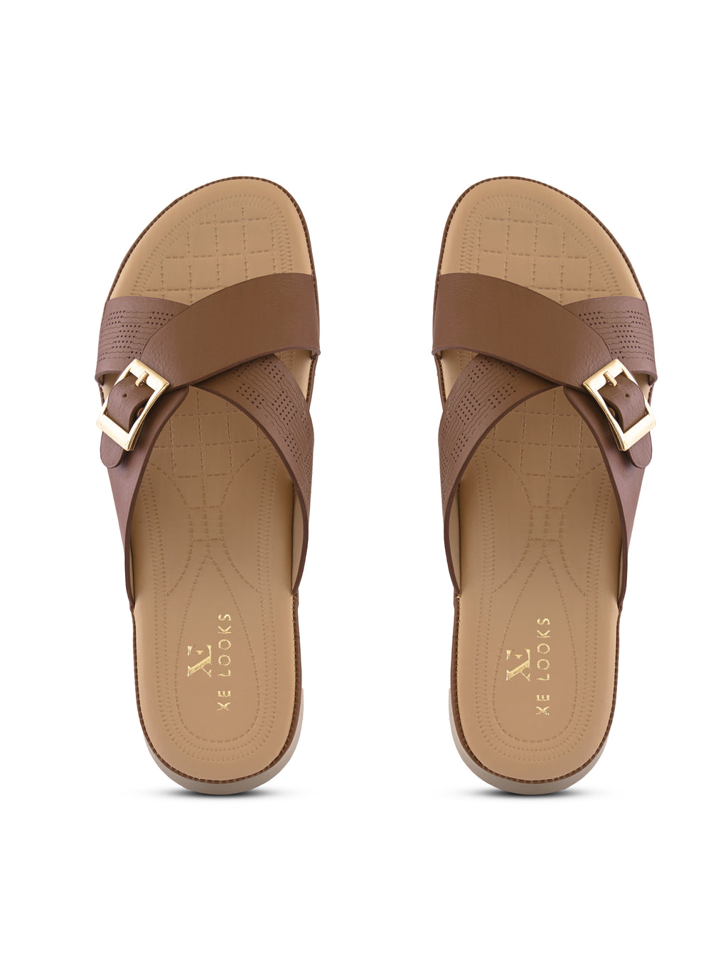 Classic Buckle Accent Cushioned Comfort Flat Slippers