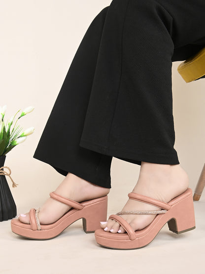 Trendy , Stylish & Fancy Block Heel Sandals With Ankle Strap