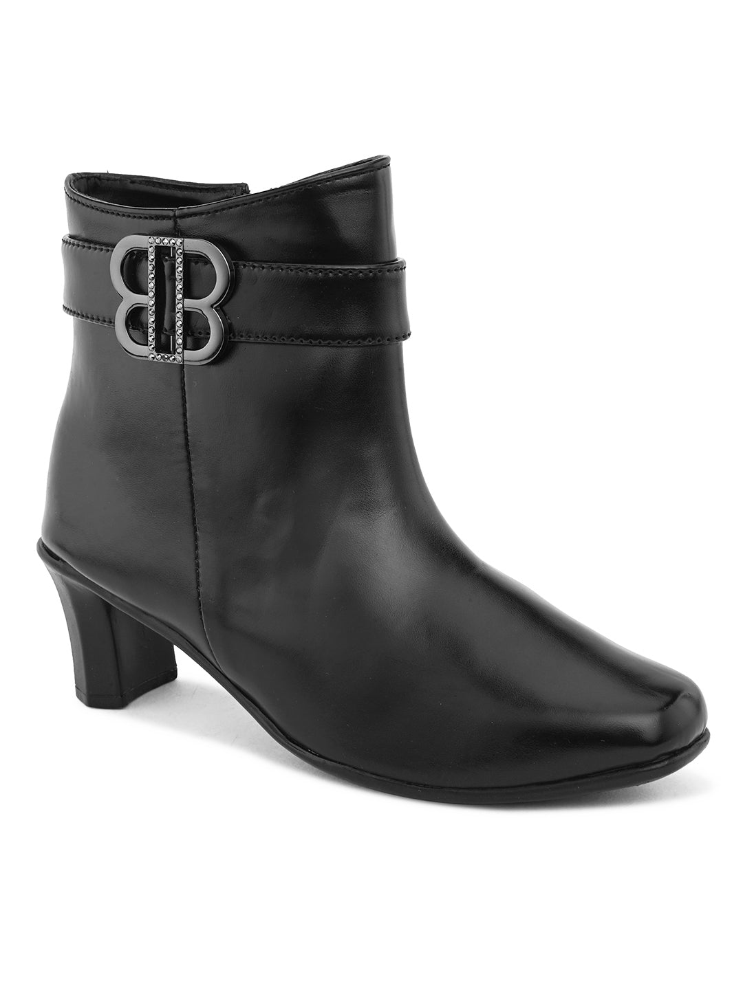 Comfortable & Trendy Block Heel Zipper Black Boots