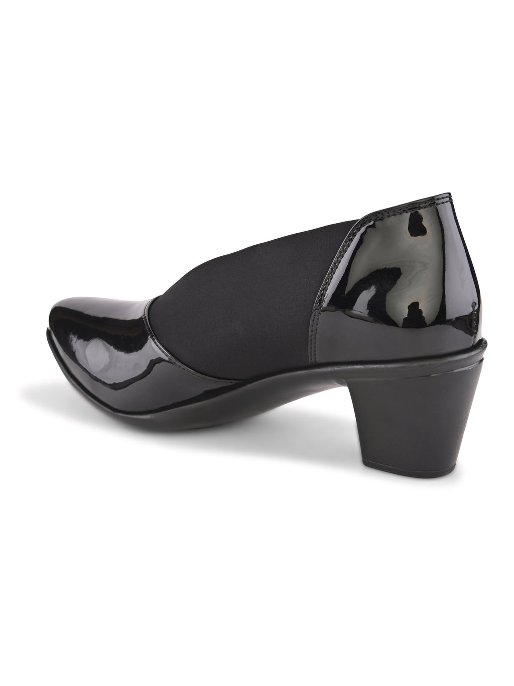 Elasticated Panel Glossy Finish Slip-On Pumps