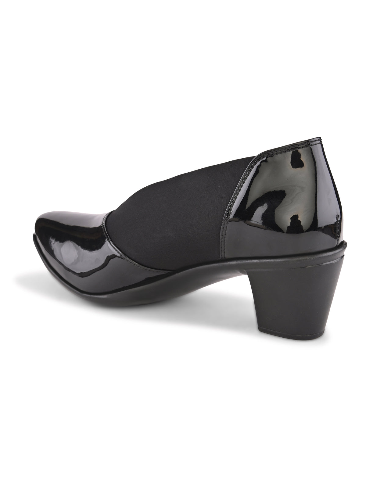 Elasticated Panel Glossy Finish Slip-On Pumps