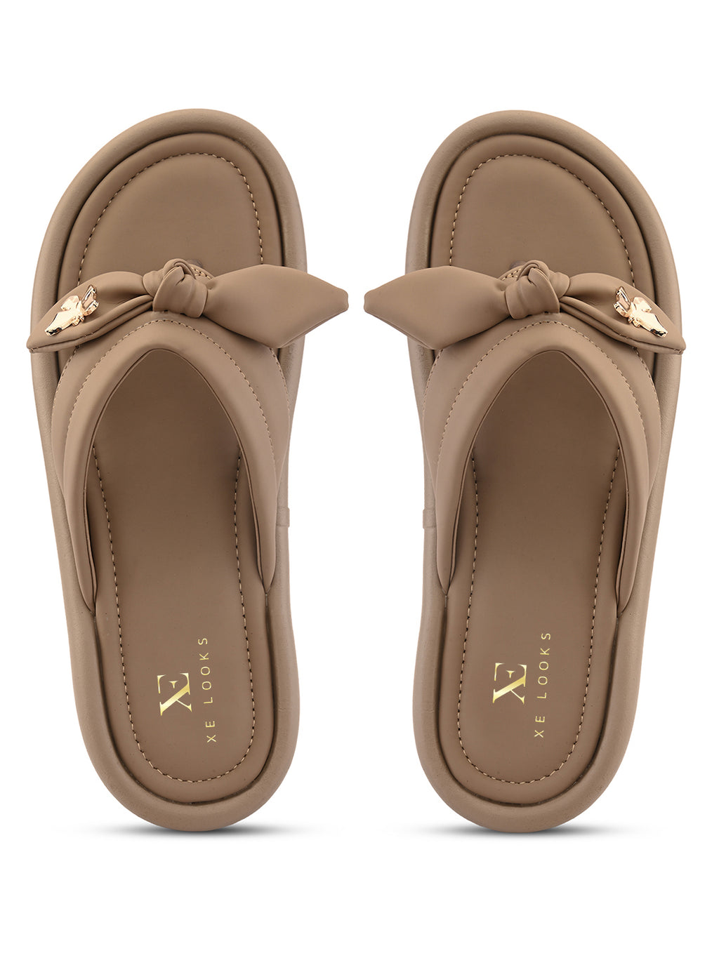 Elegant Bow Detail Embellished Slip-On Flats