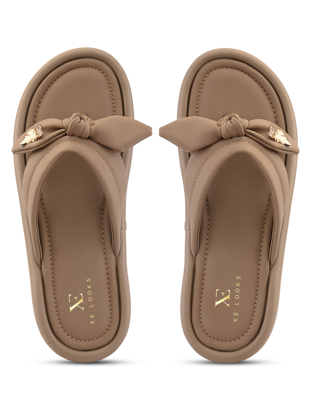 Elegant Bow Detail Embellished Slip-On Flats