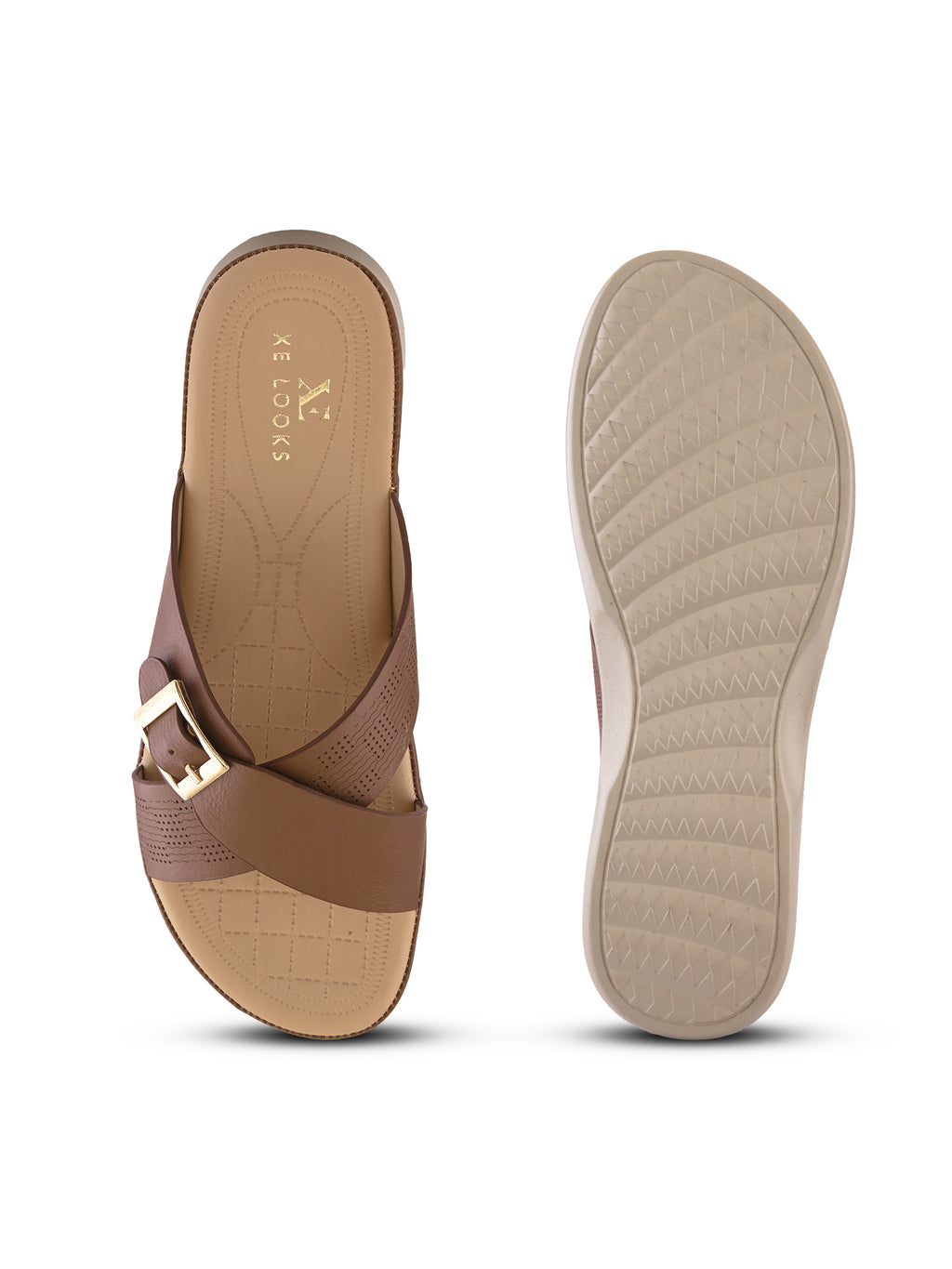 Classic Buckle Accent Cushioned Comfort Flat Slippers