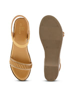 Wedge Sandals Pleated Front Strap with Elastic Back Support