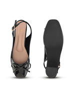 Elegant Bow Detail Slingback Block Heels
