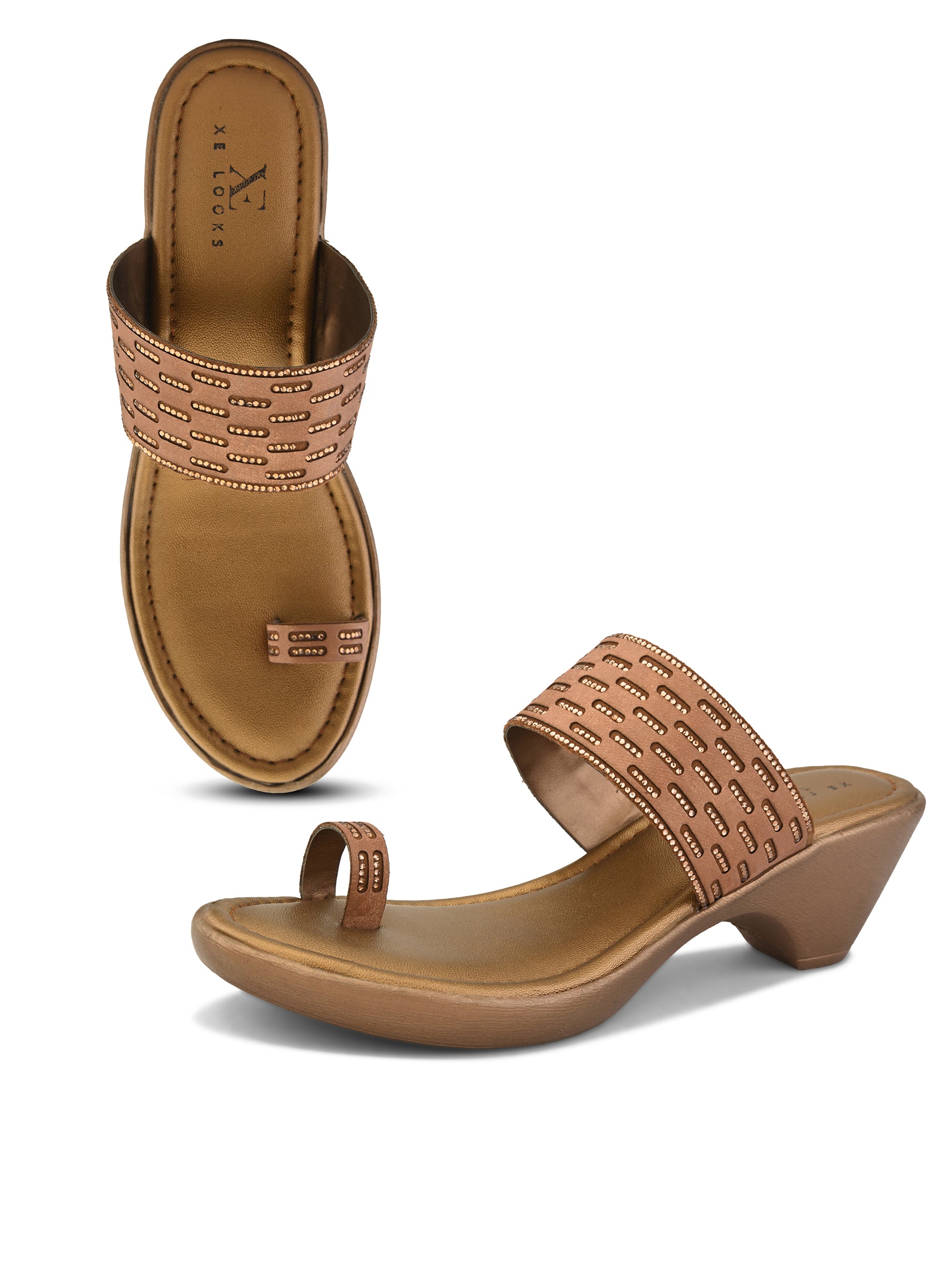 Wedge Toe-Ring Sandals Perforated Pleated Upper Strap