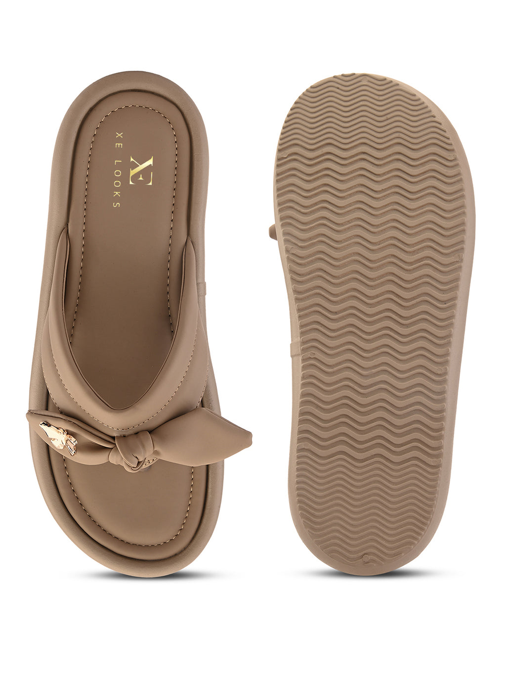 Elegant Bow Detail Embellished Slip-On Flats