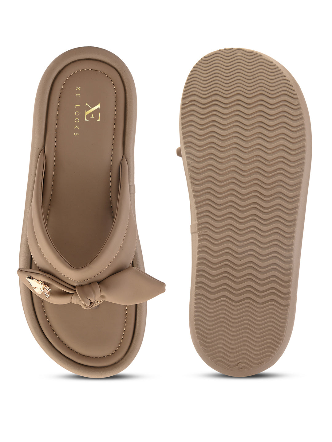 Elegant Bow Detail Embellished Slip-On Flats