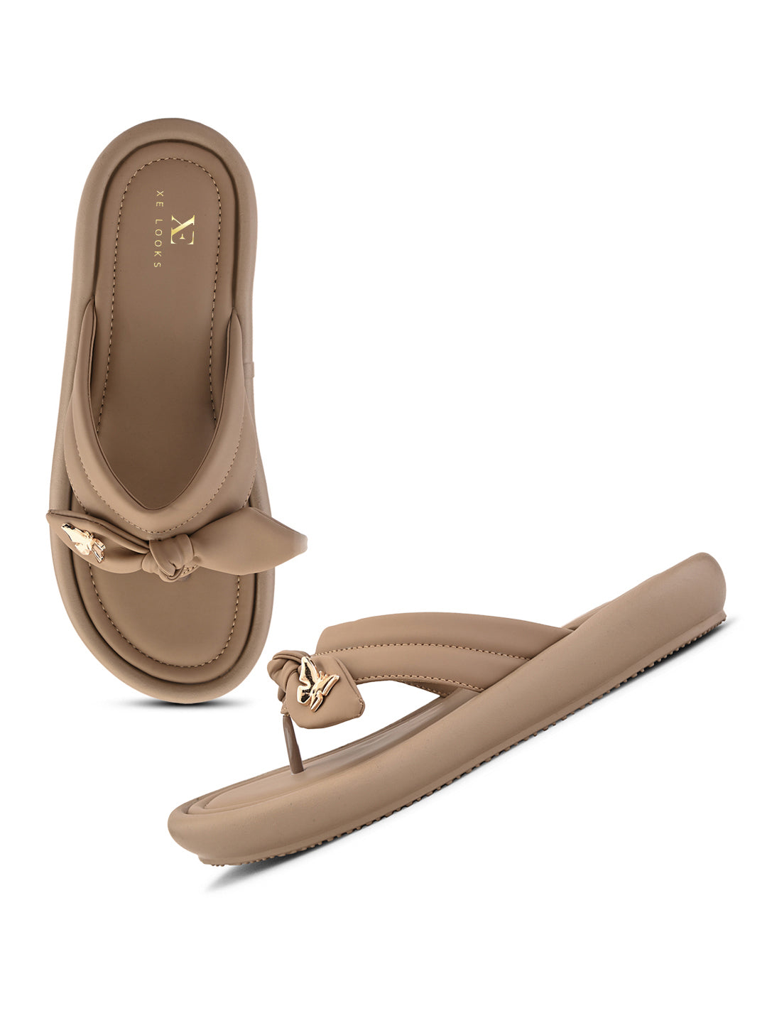 Elegant Bow Detail Embellished Slip-On Flats