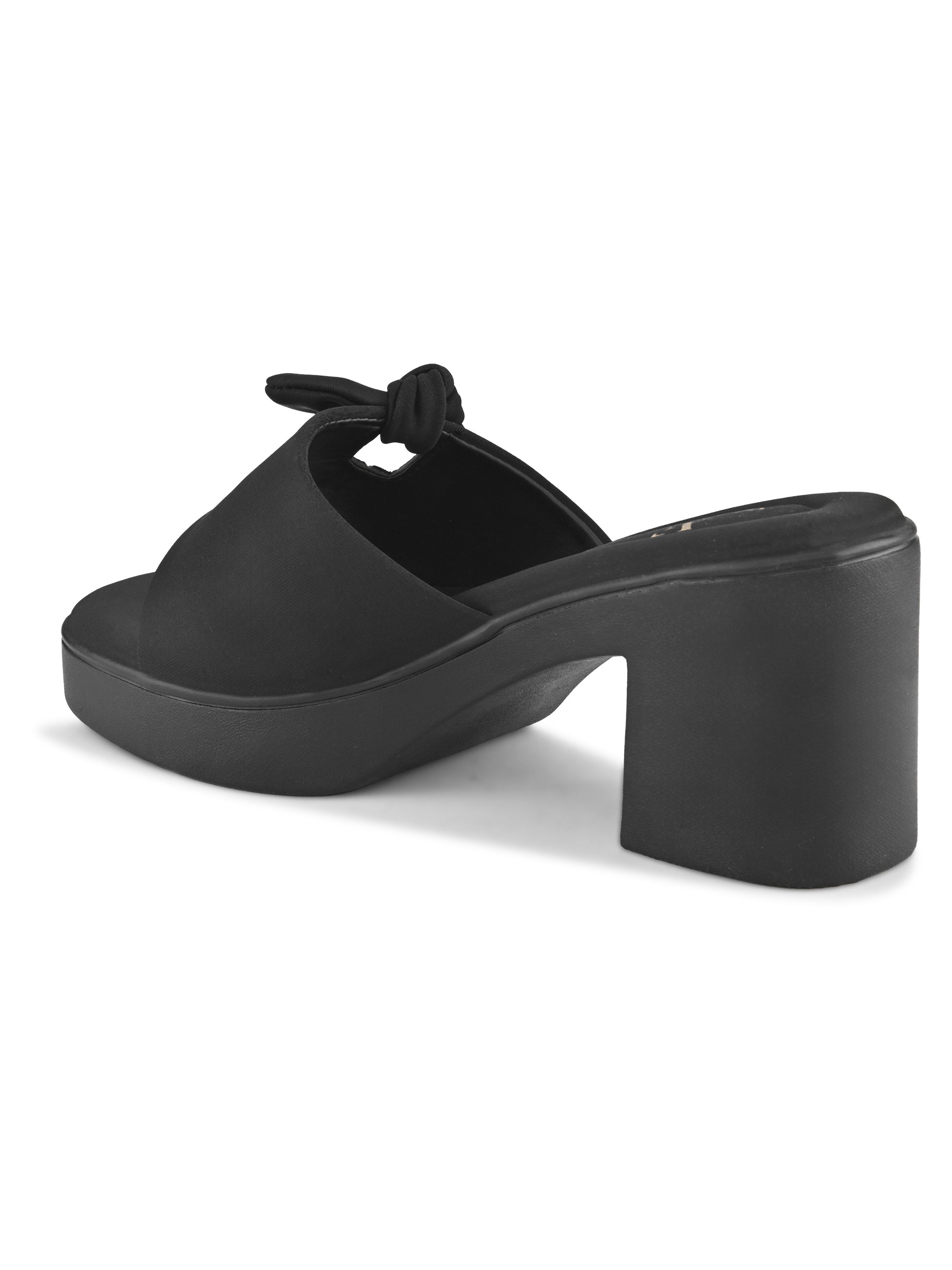 Bow Accent Cushioned Slip-On Block Heel Sandals