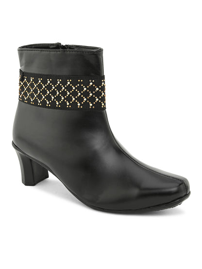 Comfortable & Trendy Zipper Black Block Heel Boots