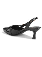 Glossy Patent-Finish Multi Buckle Strap Slingback Pointed Toe Pumps