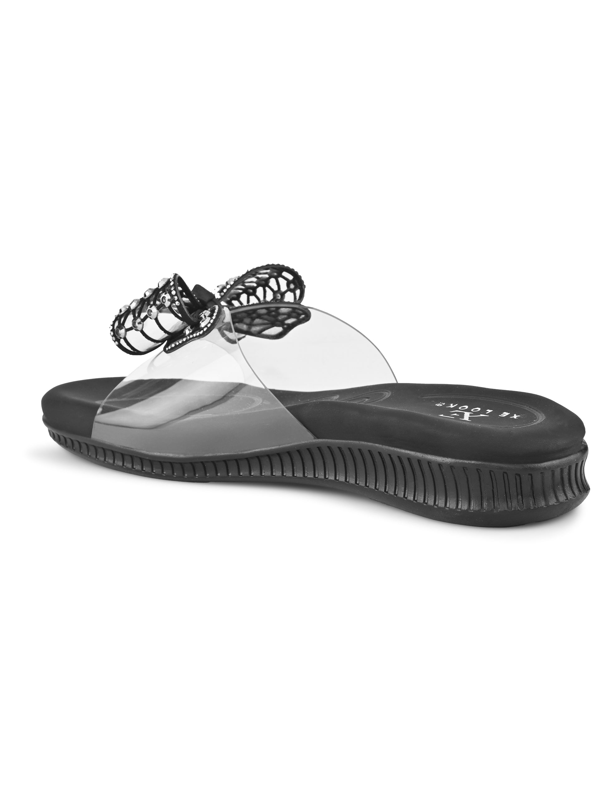 Crystal Bow Transparent Comfort Cushion Slides