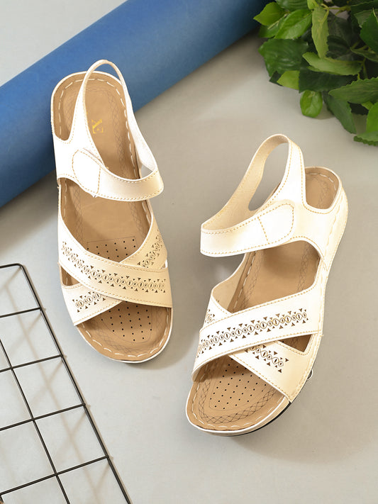 Versatile Laser Cut Cross Strap Doctor Slippers Sandals