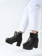 Women’s Buckle Strap Zipper Ankle Boots