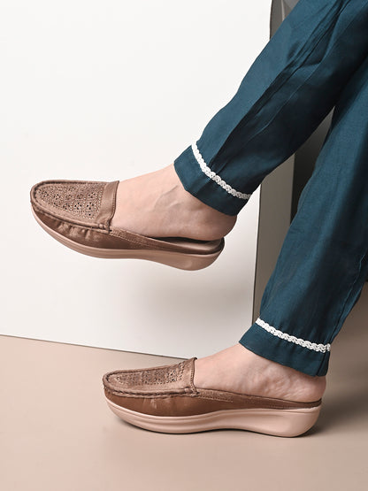 Embellished Slip-On Mules with Comfortable Cushioning