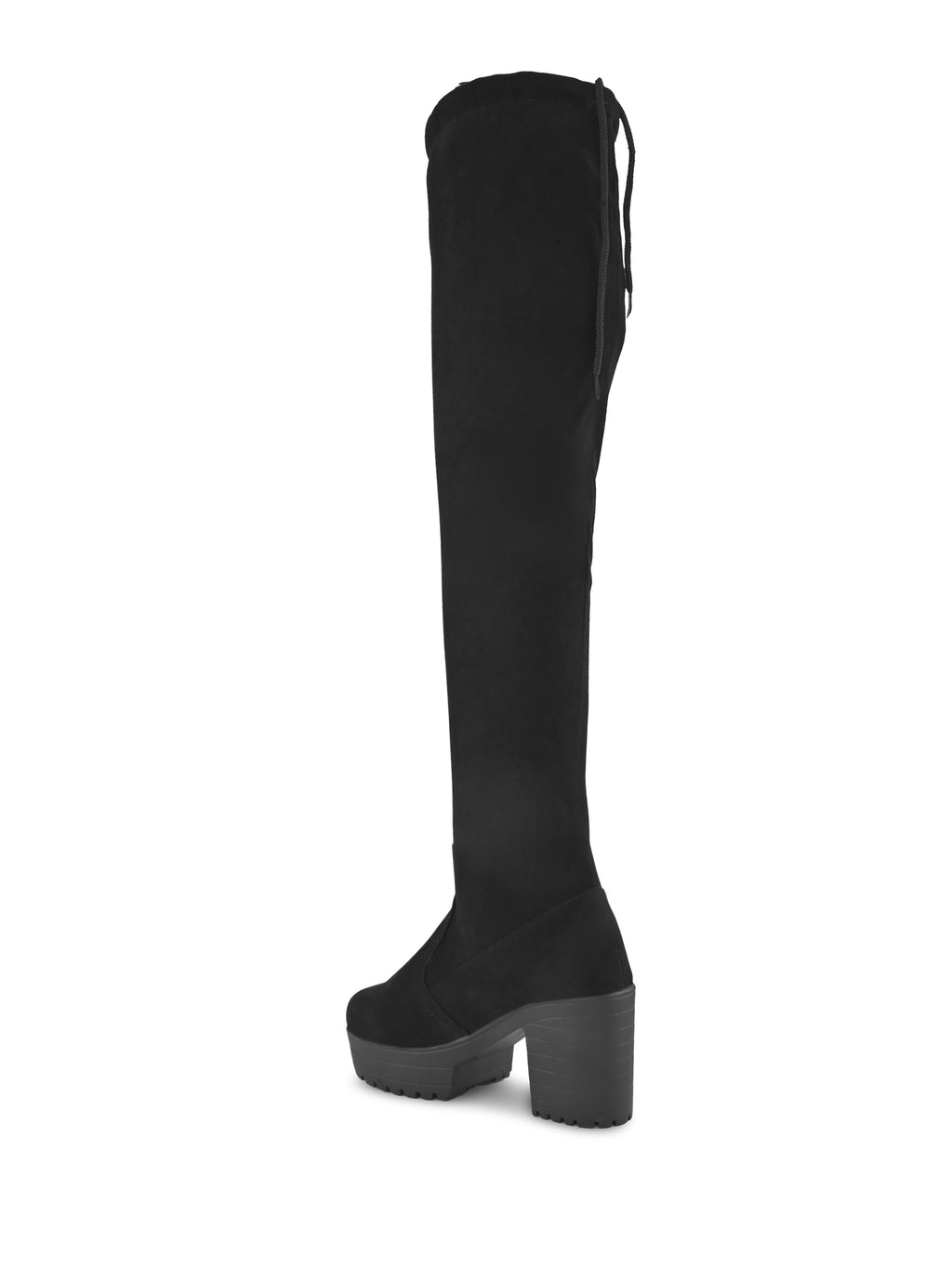 Stretch-Fit Over-the-Knee Platform Block Heel Boots