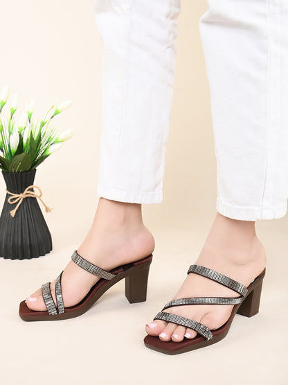 Comfortable , Stylish & Attractive Slip-On Block Heel Sandals