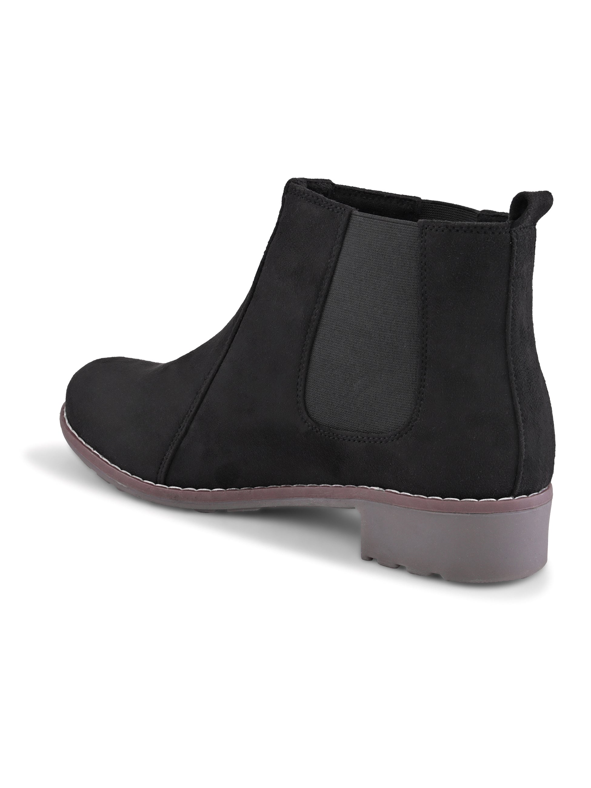 Side Elastic Cushioned Low Block Heel Ankle Boots