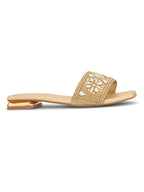 Elegant Floral Stones Embellished Flat Slippers