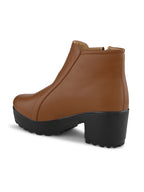Dual-Zip Chunky Platform Block Heel Ankle Boots