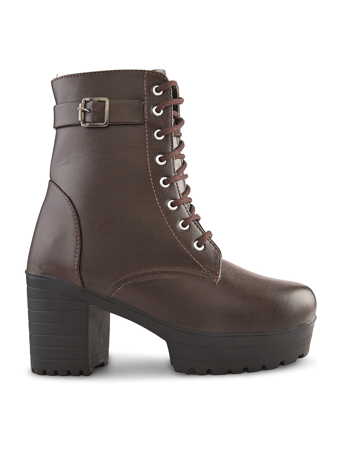 Women’s Buckle Strap Lace-Up Ankle Boots
