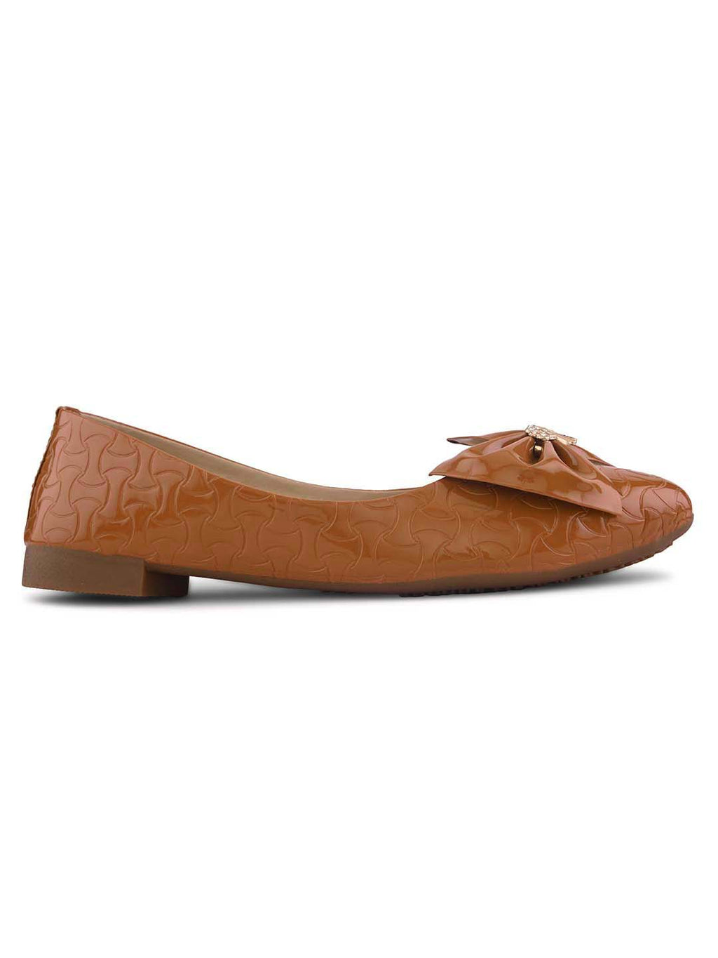 Glossy Bow Detail Ballerinas