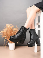 Women’s Triple Buckle Lace-Up Ankle Boots