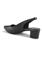 Sleek Closed-Toe Slingback Buckle Strap Block Heel Pumps