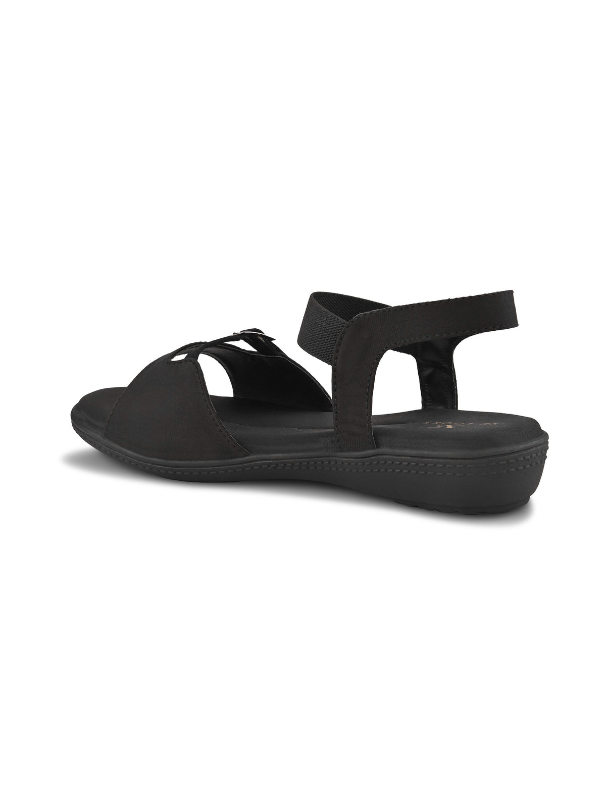 Comfort Cushion Buckle Accent Elastic Strap Open Toe Sandals