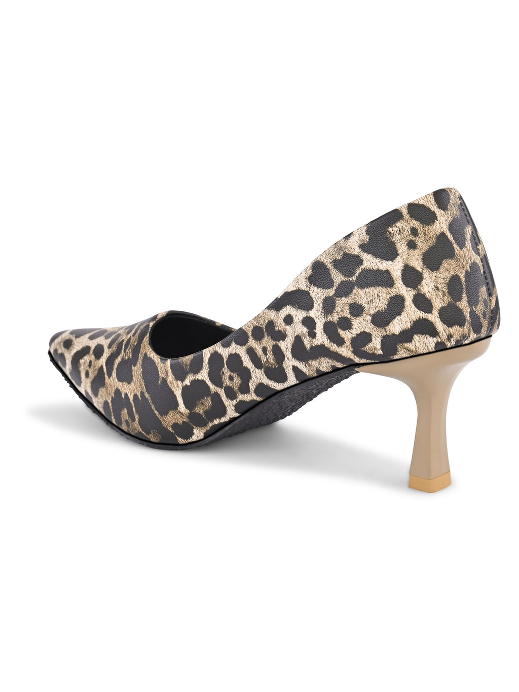 Animal Print Pointed Toe Cushioned Slip-On Pumps